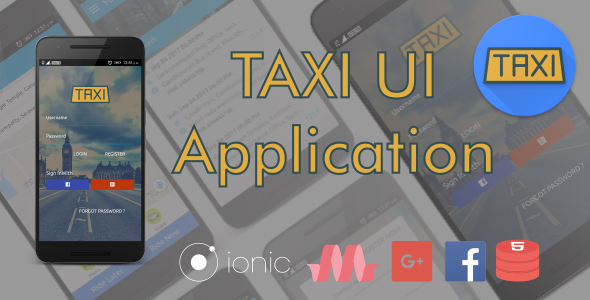 Taxi UI Application Ionic Travel Booking &amp; Rent Mobile App template