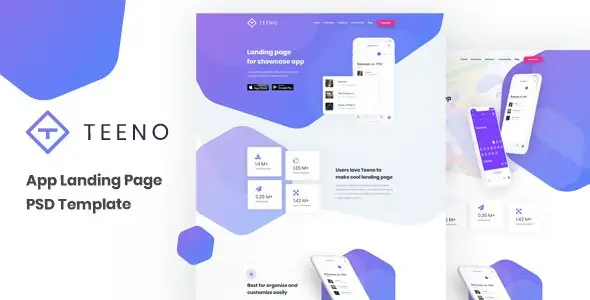 Teeno - App Landing Page  Ecommerce Design App template