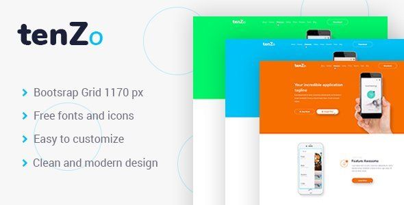 TenZo - Mobile App Landing Page PSD Template   Design App template