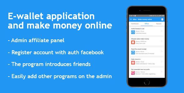 The e-wallet application reward React Navite and Nodejs Admin React native  Mobile App template