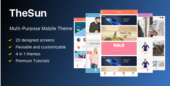TheSun Multi-Purpose Mobile Theme Ionic Ecommerce Mobile App template