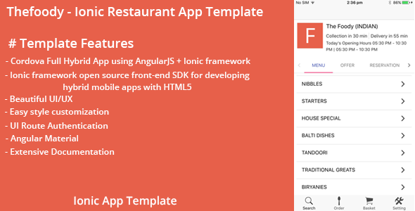 Thefoody - Ionic Restaurant App Template Ionic Ecommerce Mobile App template