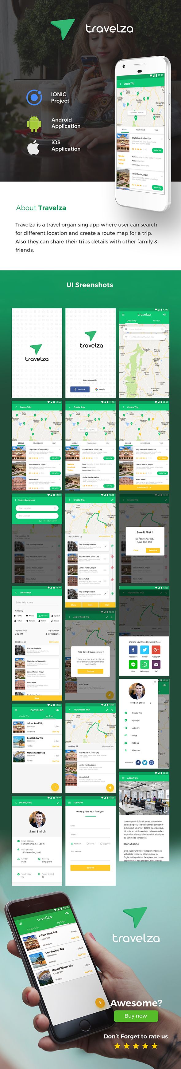 Travel Organiser Android App Template + Travel iOS App Template | Travelza (HTML+CSS IONIC 3) - 2