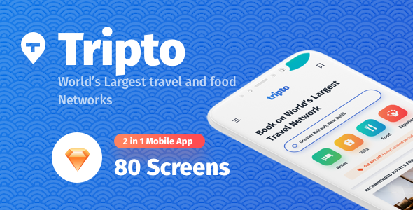 Tripto - Hotel and Food Mobile App UI-kit  Food &amp; Goods Delivery Design Uikit