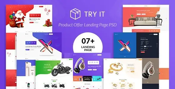 Tryit - Product Offer Landing Page PSD Template  Ecommerce Design 