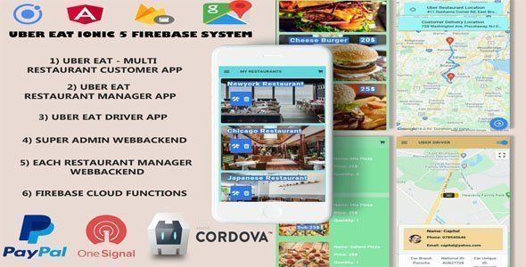 UBER-EAT IONIC-5 FIREBASE SYSTEM/ UBER-EAT Multi Res Customer & UBER-RES Manager& UBER-Driver Apps/ Ionic Food &amp; Goods Delivery Mobile App template