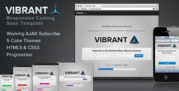 Vibrant Coming Soon - Responsive Launch Template   Design 