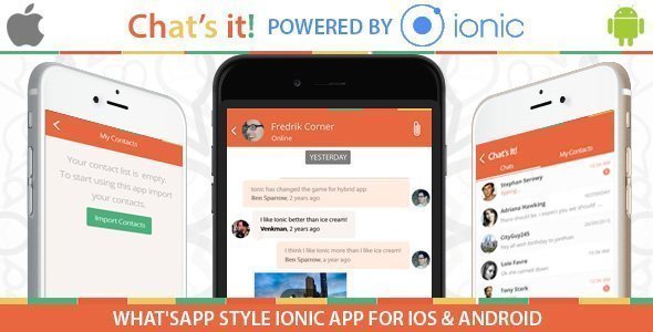 What’s App Chat Clone – An Ionic Framework ,Socket.io and Nodejs Full Hybrid App Ionic Chat &amp; Messaging Mobile App template