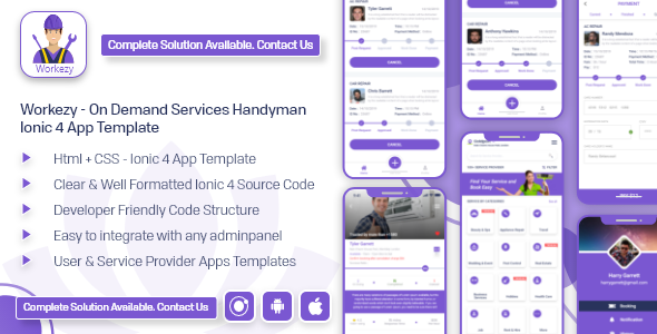 Workezy - Handyman Service Booking App template | ionic 4 | Android App + iOS App Ionic Travel Booking &amp; Rent Mobile App template