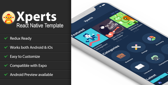 Xperts React Native Template React native Books, Courses &amp; Learning Mobile App template