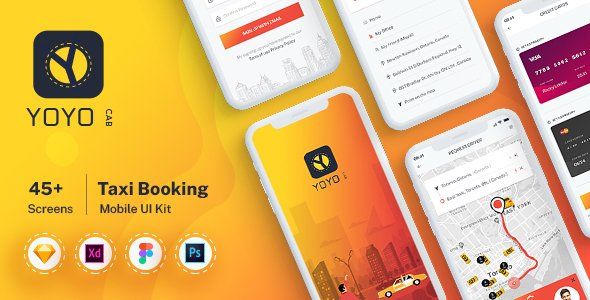 YOYO CAB - Taxi Booking UI kit for Mobile App  Travel Booking &amp; Rent Design Uikit