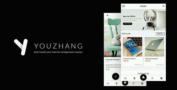 Youzhang - Ionic 3 Catalogue Template Ionic Ecommerce Mobile App template
