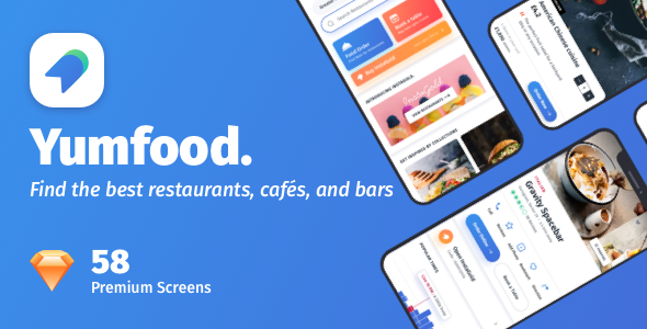 YumFood - Mobile App UI kit  Food &amp; Goods Delivery Design Uikit