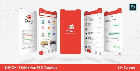ZHHCA - Online Marketplace Mobile App PSD  Ecommerce Design App template