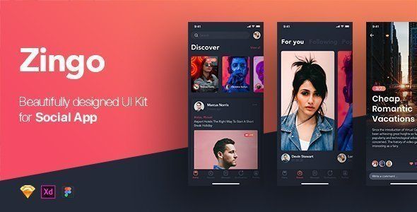 ZINGO - Social UI Kit for Mobile App  Chat &amp; Messaging Design Uikit