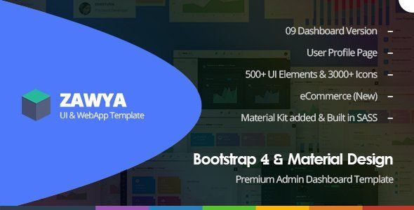 Zawya - Bootstrap 4 & Material Design Premium Admin Dashboard Template   Design Dashboard