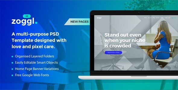 Zoggl - Multi-purpose Website PSD   Design App template