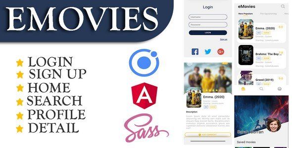 eMovies Reviews Movies - Ionic 4 Ionic Social &amp; Dating Mobile Boilerplate