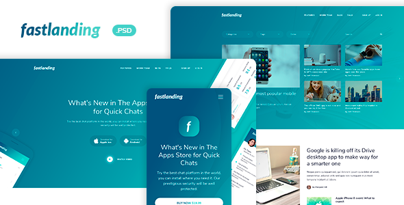fastlanding - Creative Landing Page - PSD Template  Ecommerce Design App template