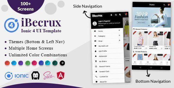 iBecrux - Ionic 4 Ecommerce UI Template Ionic Ecommerce Mobile App template
