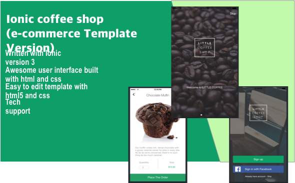 ionic coffee shop (e-commerce Template Version) Ionic Ecommerce Mobile App template