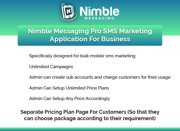 Nimble Messaging Professional SMS Marketing Application For Business Pricing Plan Features Image 1