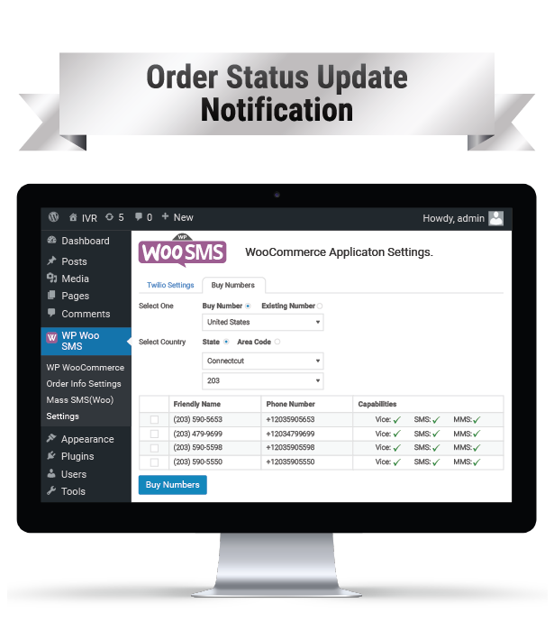 Wordpress Woo Commerce SMS Notifications Plugin Order status Update Notification