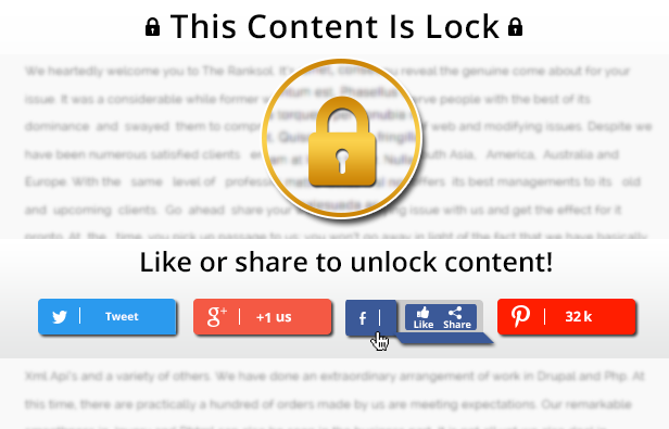 Wordpress Content Locker Plugin Hide / Unhide main Feature Banner Image