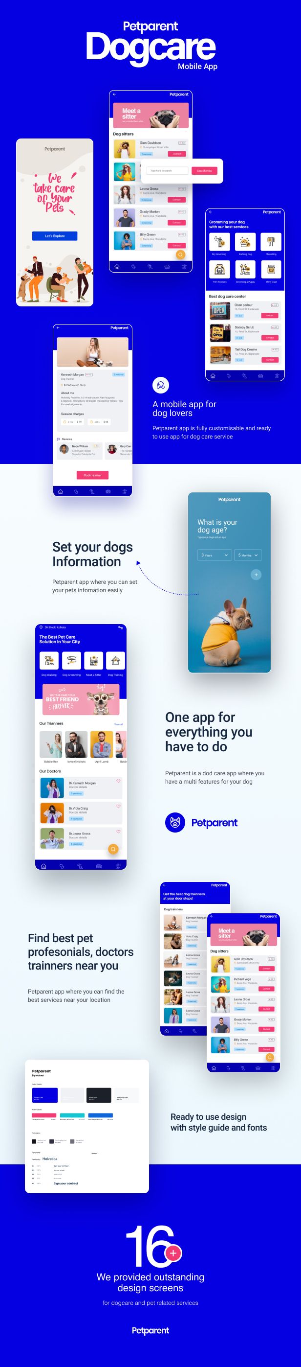 Petparent | A Dog Care Mobile App and Landing page Figma Template - 1