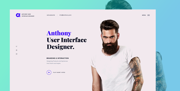 Anthony - Designer Portfolio Landing Template   Design 