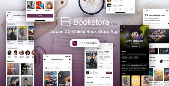 Bookstora - Adobe XD Online Book Store App  Ecommerce Design Uikit