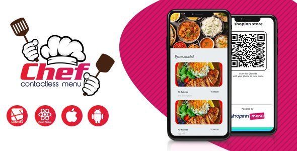 Chef - Multi-restaurant Contact less Digital Menu Admin Panel with - React Native Android + ios React native Food &amp; Goods Delivery Mobile App template