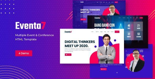 Eventa7 - Event Conference HTML Template  Ecommerce Design 