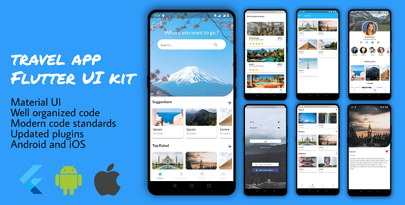 Flutter Travel App for Tourism Flutter Travel Booking &amp; Rent Mobile App template