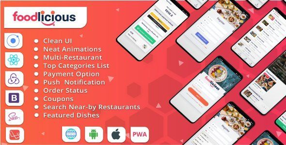 Foodlicious - Food delivery app build on Ionic 5 with Laravel 7 admin dashboard React native Food &amp; Goods Delivery Mobile App template