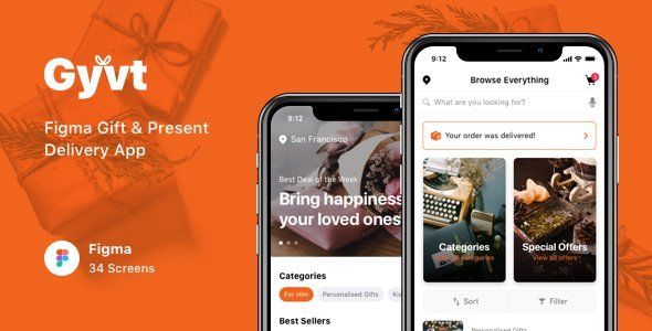 Gyvt - Figma Gift & Present Delivery App  Ecommerce Design Uikit