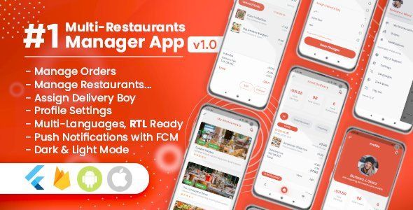 Manager / Owner for Multi-Restaurants Flutter App Flutter Food &amp; Goods Delivery Mobile App template