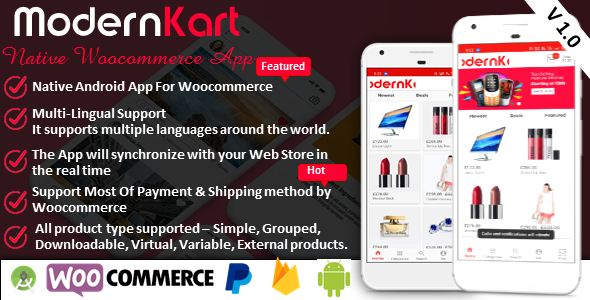 Modernkart native Woocommerce Android App Flutter Ecommerce Mobile App template