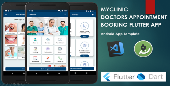 Myclinic - Doctors Appointment Booking App Template | Flutter Flutter Travel Booking &amp; Rent Mobile App template