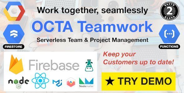OCTA Teamwork - Serverless Team & Project Management PWA React native Developer Tools Mobile App template