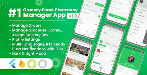 Owner / Vendor for Groceries, Foods, Pharmacies, Stores Flutter App Flutter Food &amp; Goods Delivery Mobile App template