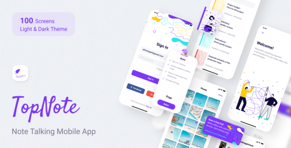 TopNote - Note Talking Mobile App   Design Uikit