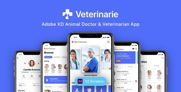 Veterinarie - Adobe XD Animal Doctor & Veterinarian App   Design Uikit