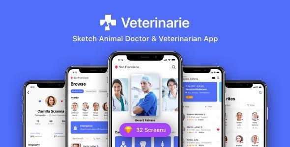 Veterinarie - Sketch Animal Doctor & Veterinarian App   Design Uikit