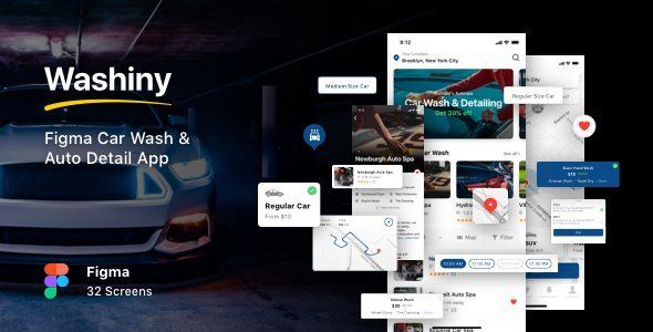 Washiny - Figma Car Wash & Auto Detail App  Travel Booking &amp; Rent Design Uikit