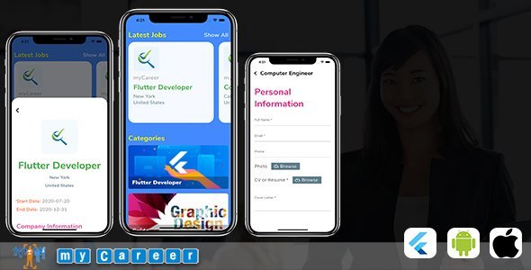 myCareer – Recruit Management System (Flutter) Flutter  Mobile App template