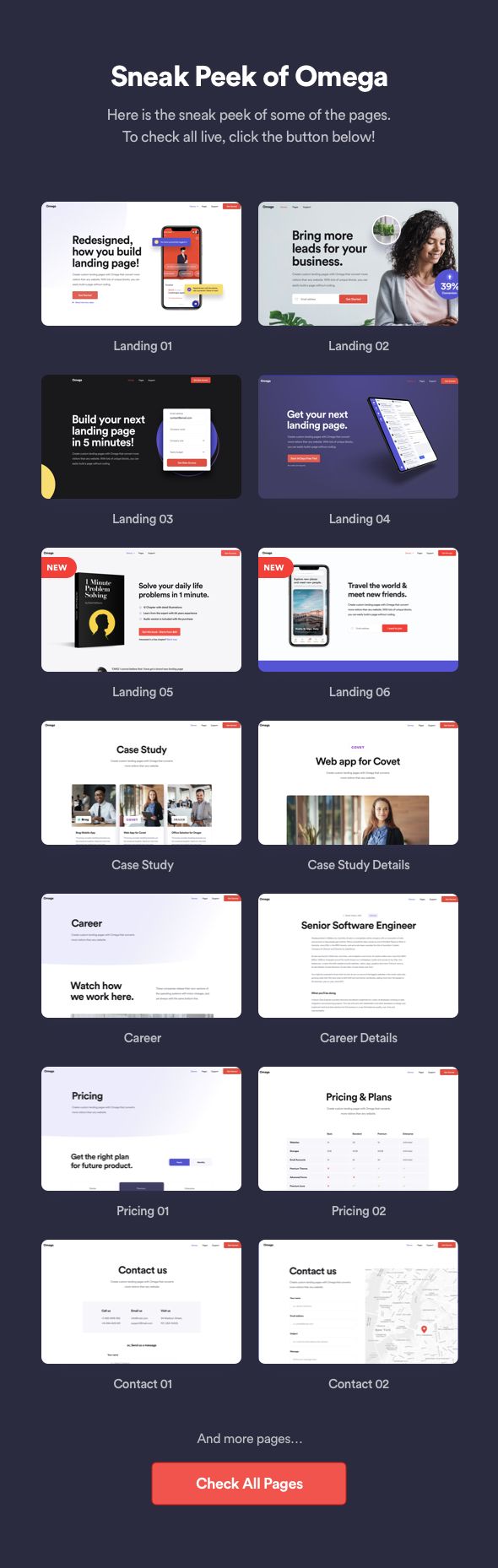 Omega - React Gatsby & Next Landing Page Template - 4
