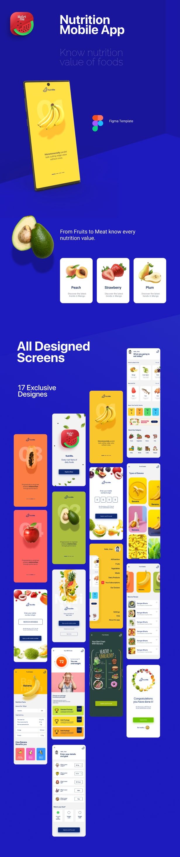 NutriMe | Online Nutrition Info Mobile App and Landing Page Figma Template - 1