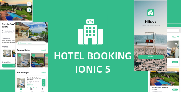 Hillside - A Hotel Booking Theme UI App By Ionic 5 Angular 9 (Latest) Ionic Multipurpose Mobile App template