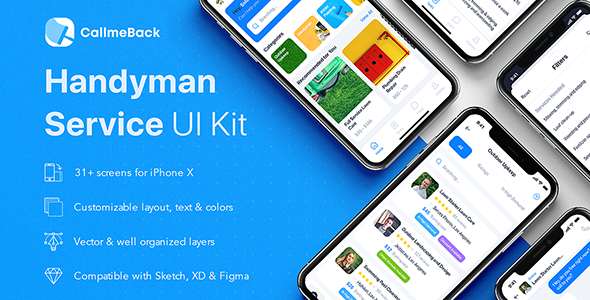 CallmeBack - Handyman Service UI Kit for Adobe XD   Design Uikit